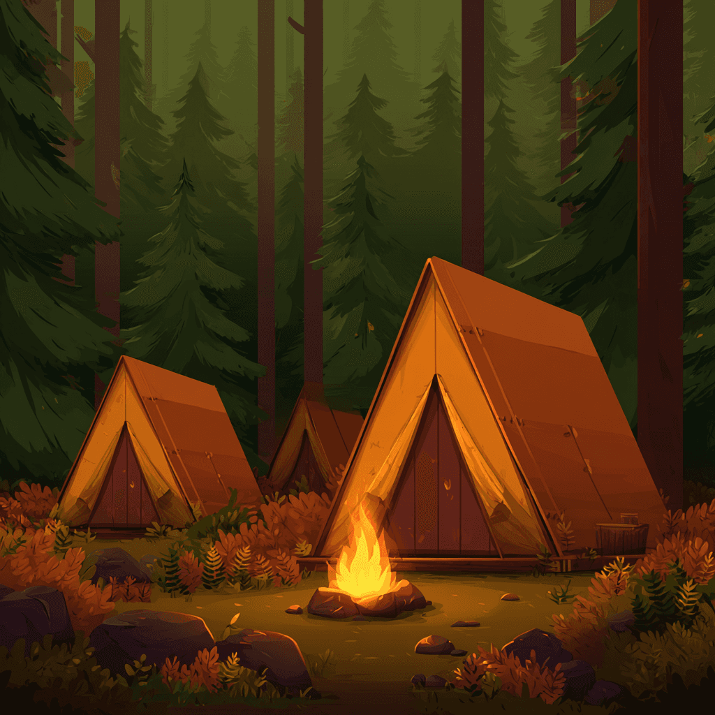 Tents in forest
