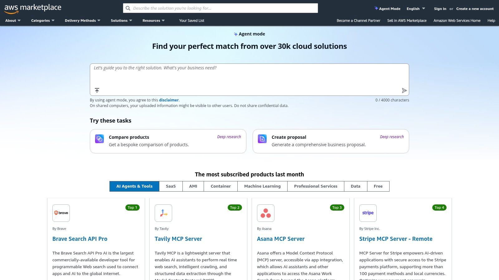 AWS Marketplace — Machine Learning category