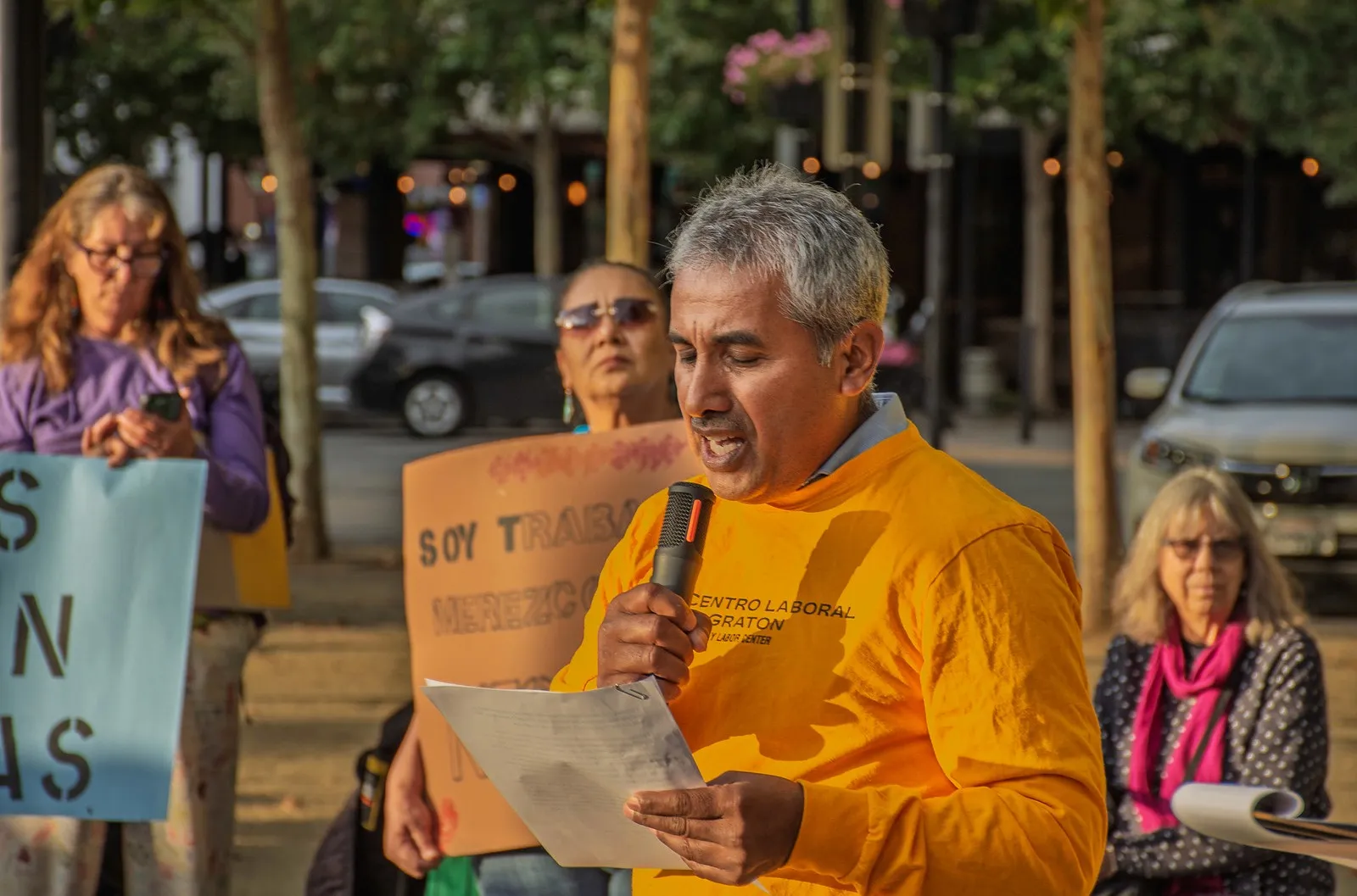 worker at a protest