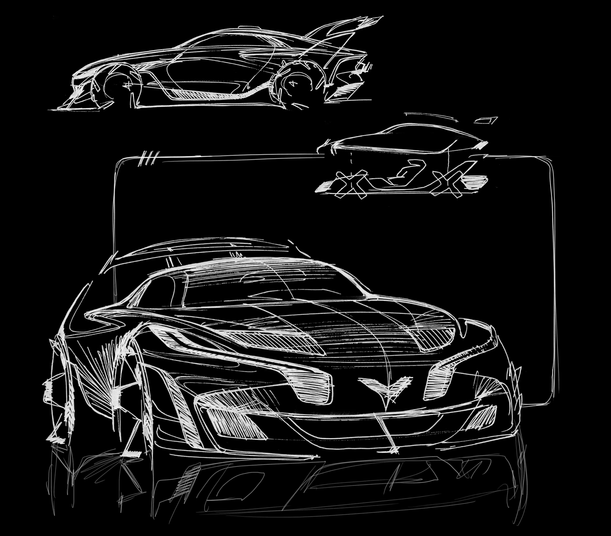 Image featuring a greyscaled website on an abstract background.