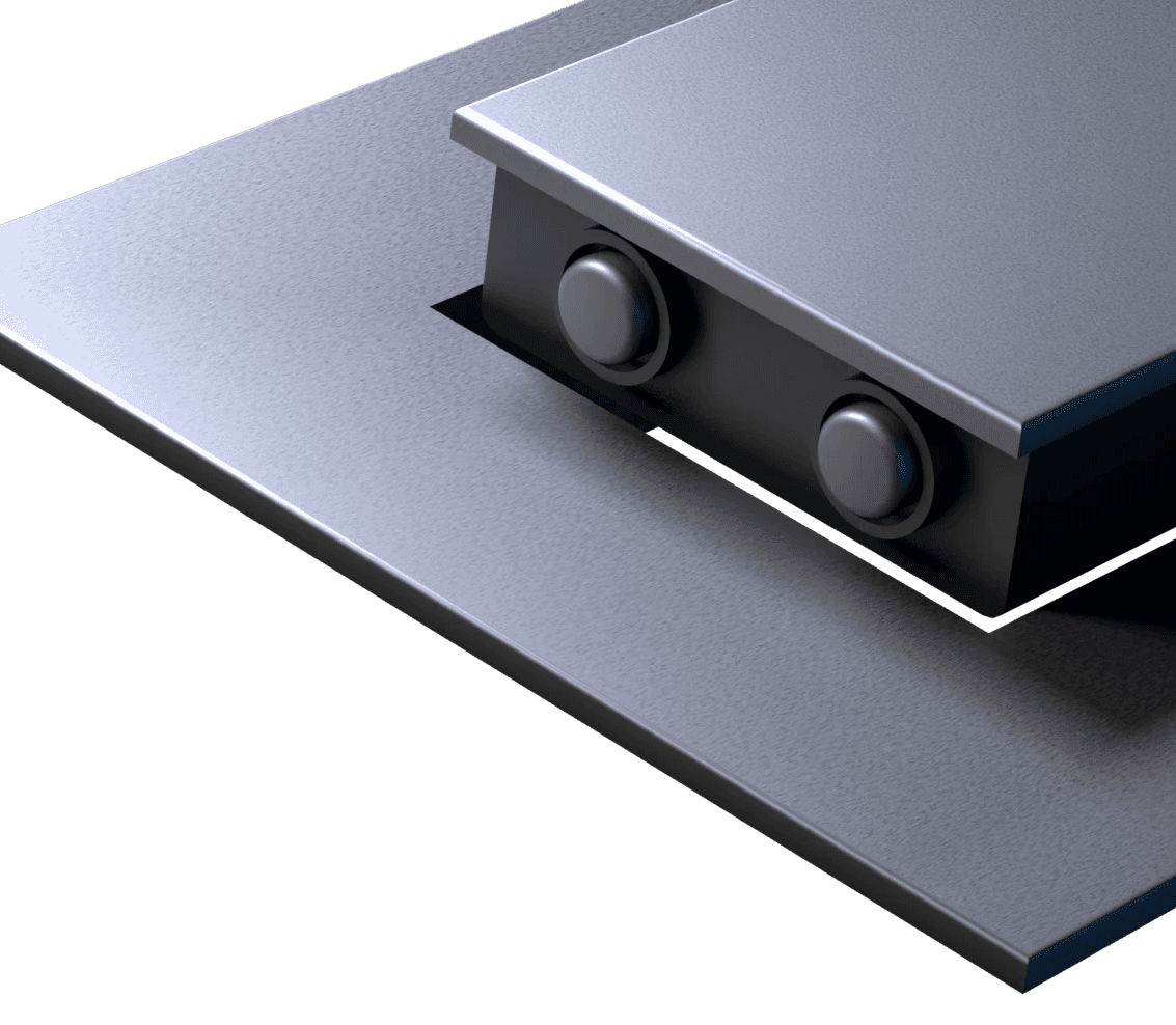 Closeup of the Smartcycle junction box cover against gray background.