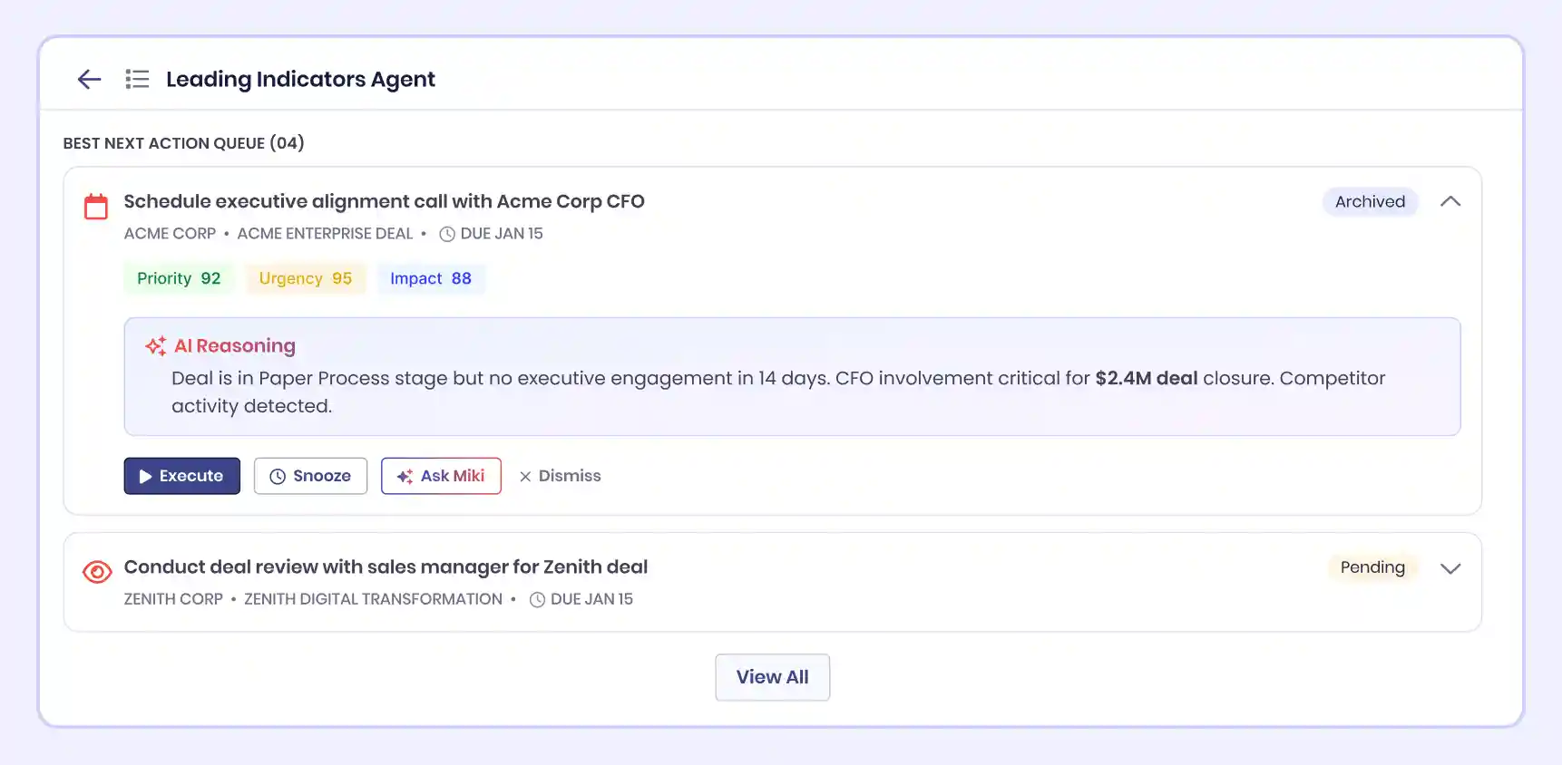 aviso-leading-indicator-agent-best-next-action-queue-pipeline-risk-detection