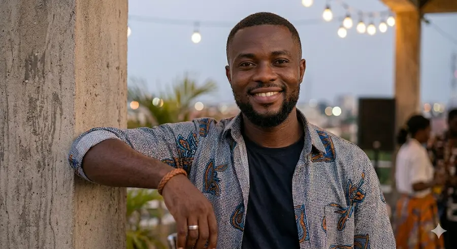smiling host in festive setting