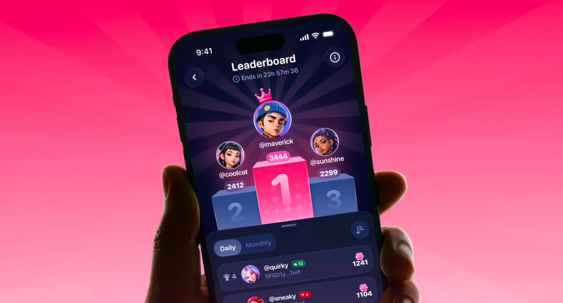 Leaderboard screen UI.