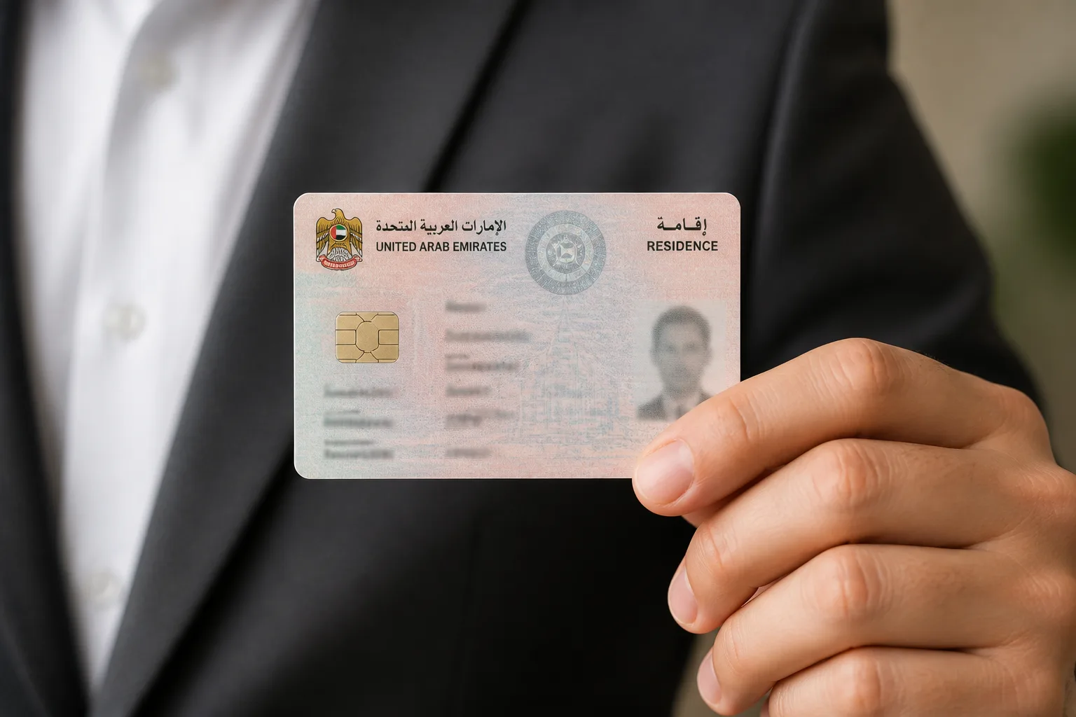 UAE residence permit card beside a passport and renewal calendar