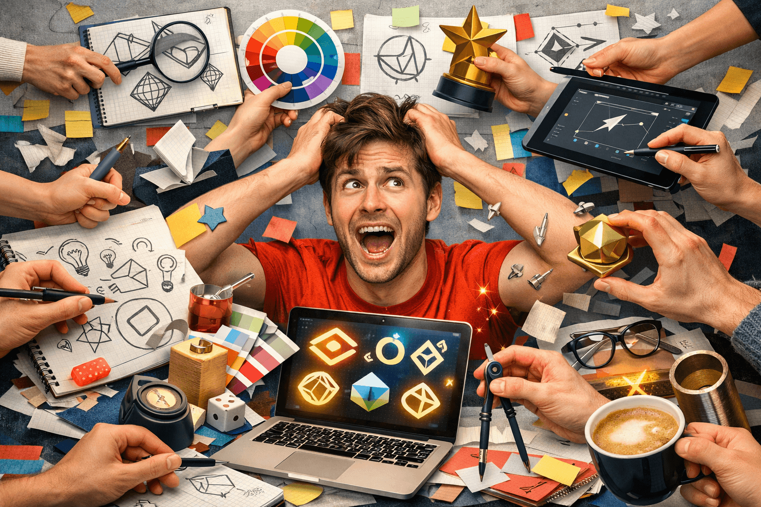 Close-up of lush, dark green leaves, some glossy and wet, against a muted background.