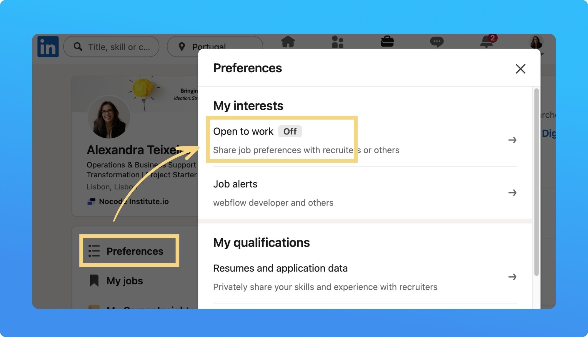 Turn On the “Open to Work” Feature