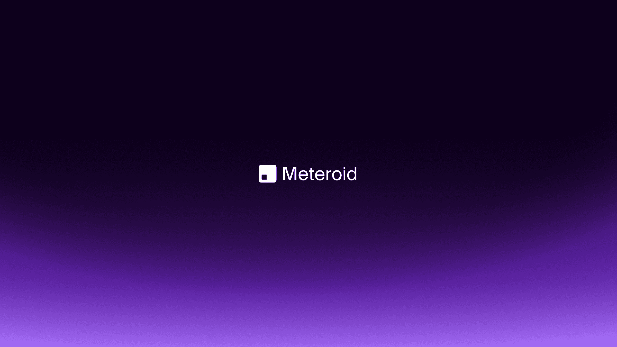 The Meteroid logo on a purple gradiant