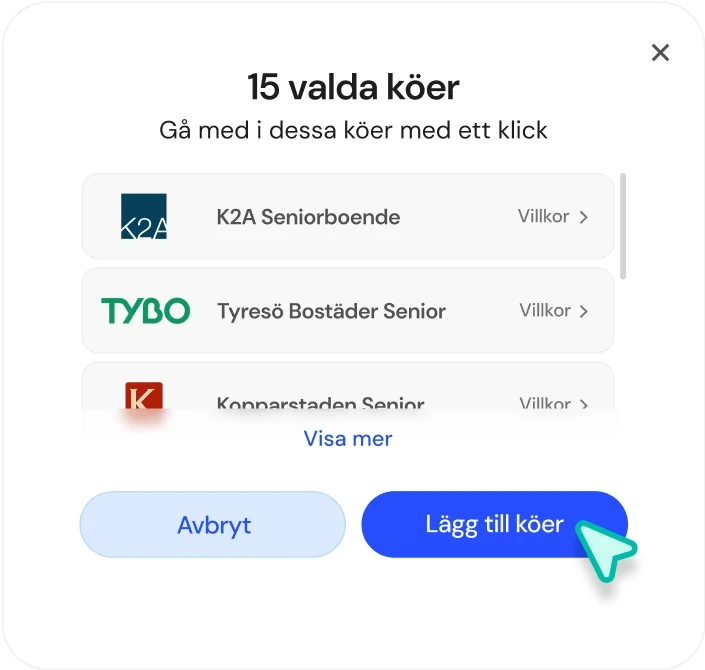 Visar funktion i plattformen när  fler köer läggs till