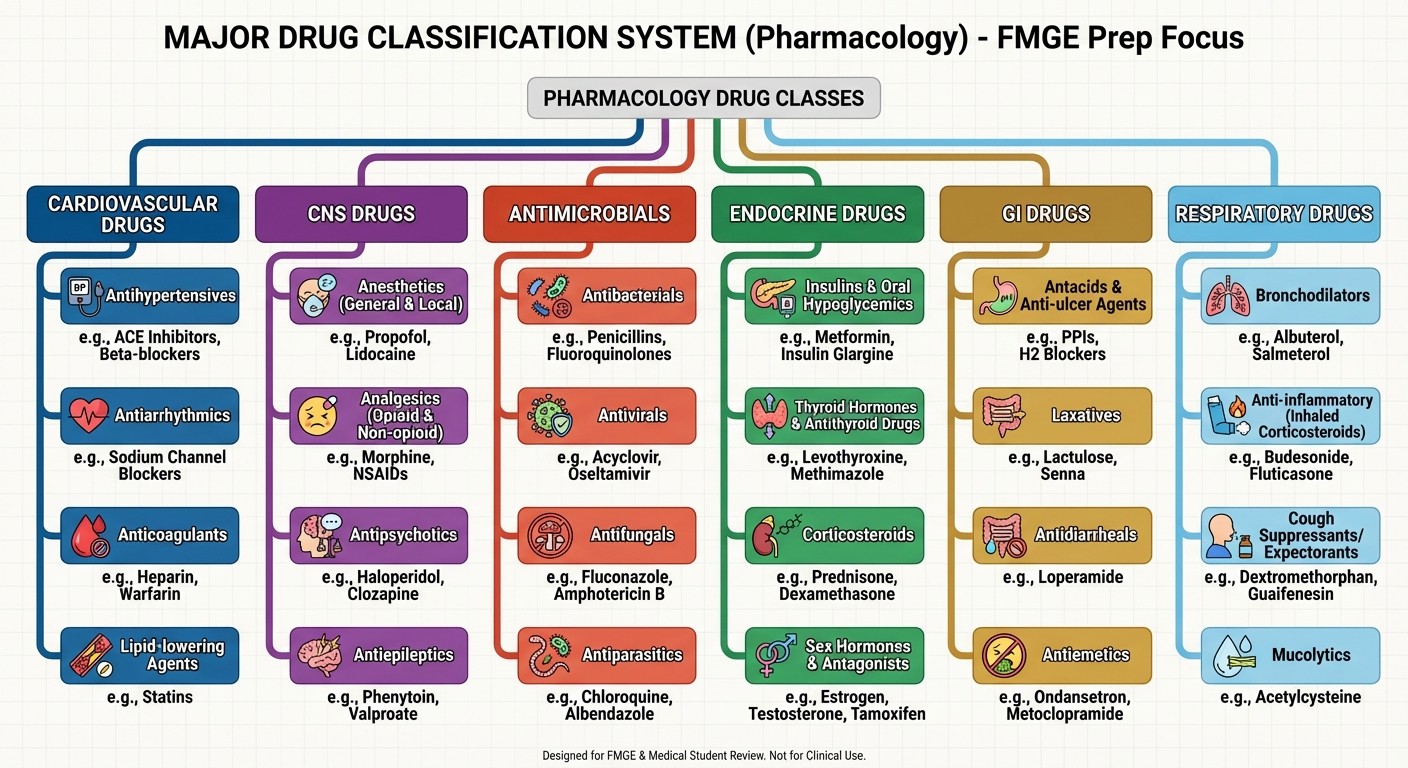 Major Drug Classification System for FMGE Pharmacology