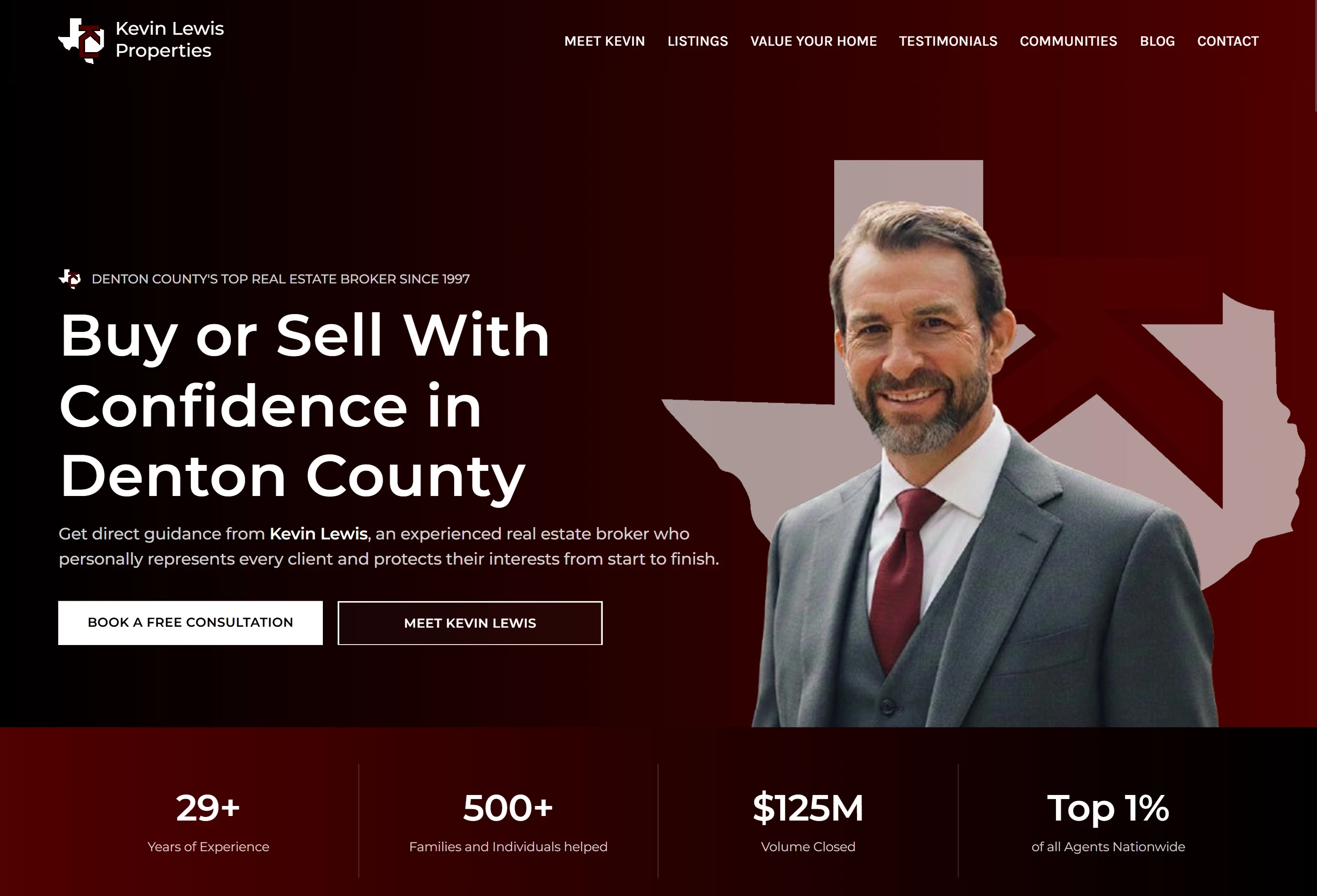 A screenshot of Kevin Lewis's Website Homepage hero section