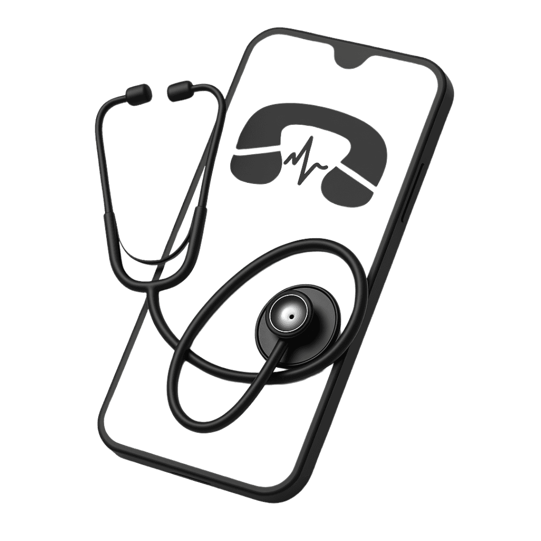 A smartphone with a stethoscope resting on it, symbolizing the integration of technology in healthcare.