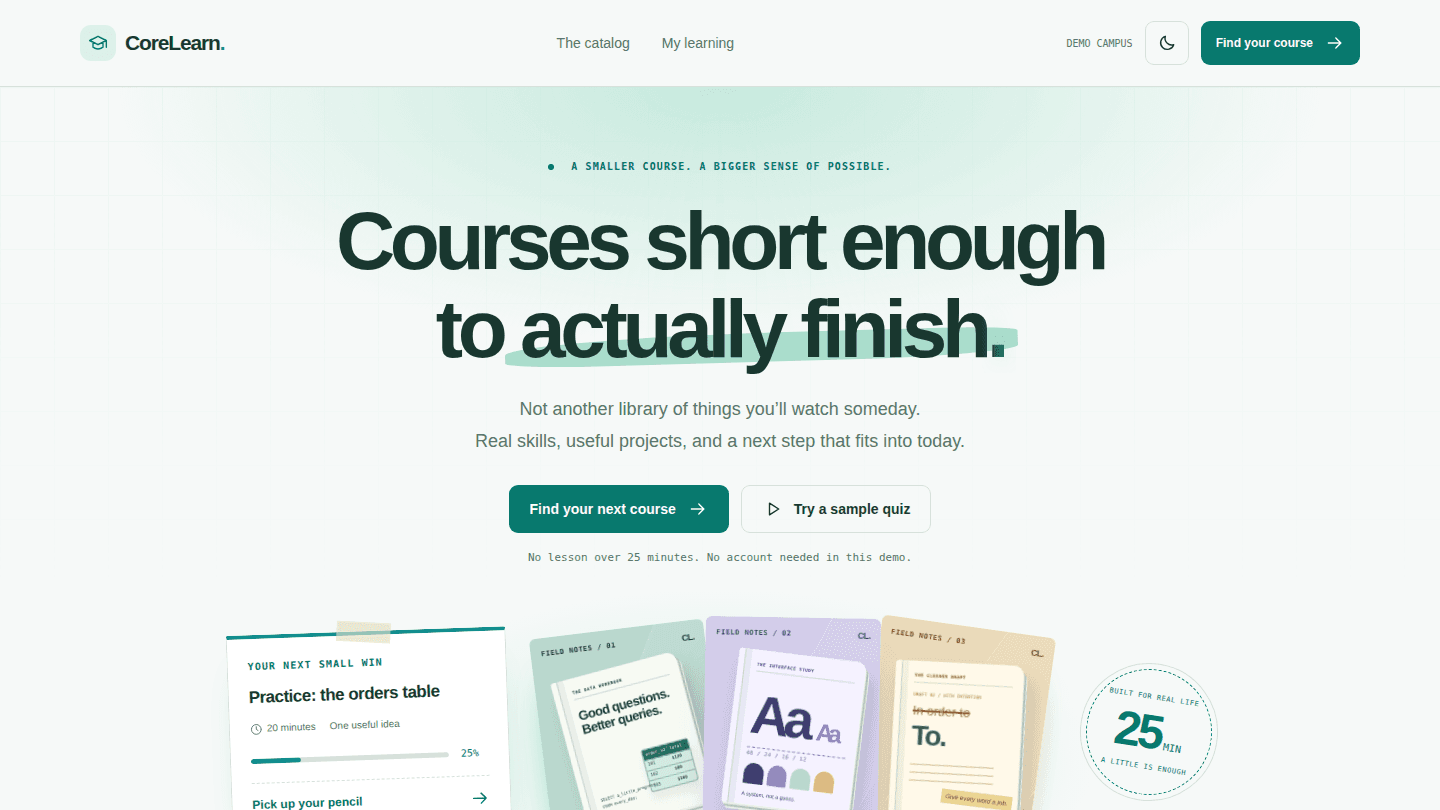 Course platform — Originals template preview.