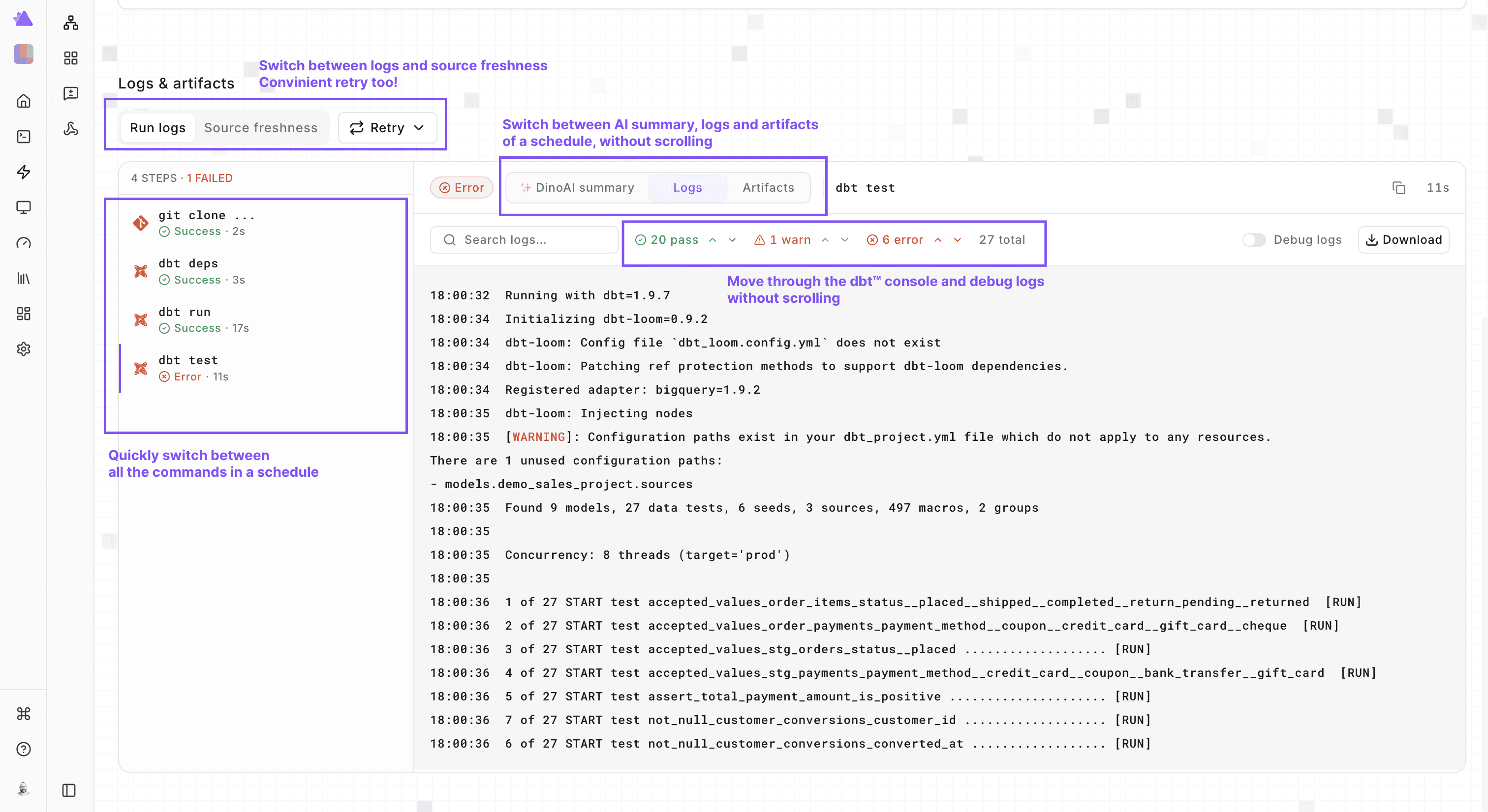 paradime bolt schedule command logs