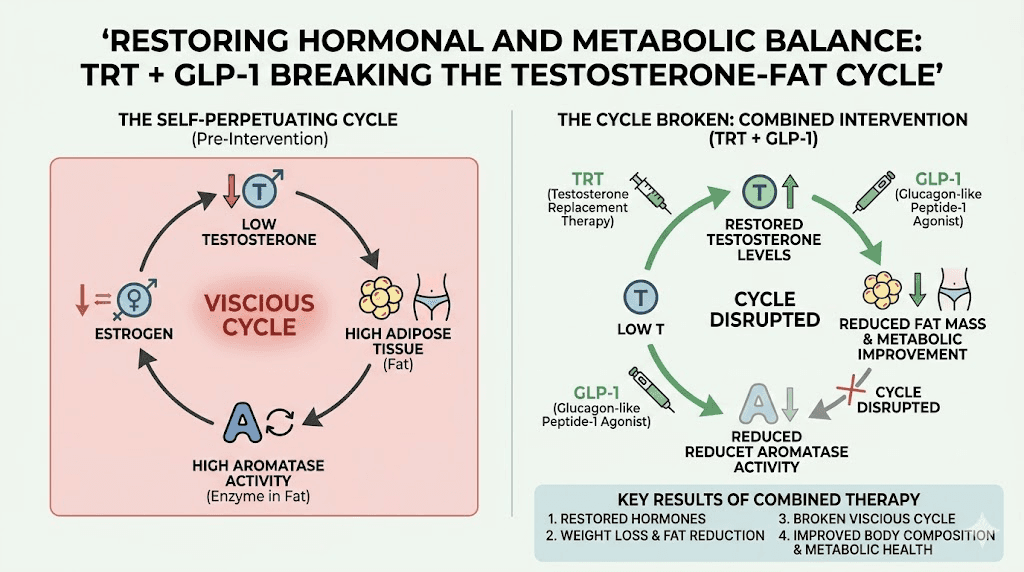 How TRT and GLP-1 break the low testosterone and body fat cycle