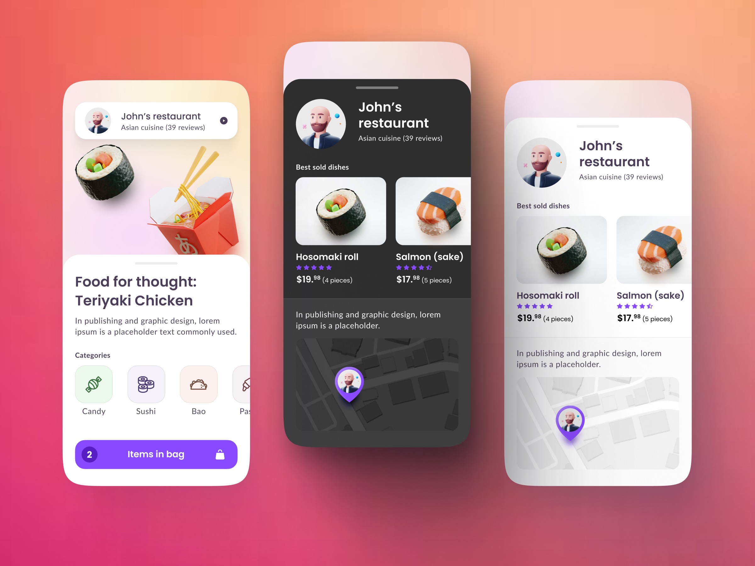 restaurant mobile app ui ux sushi asian cuisine freebie