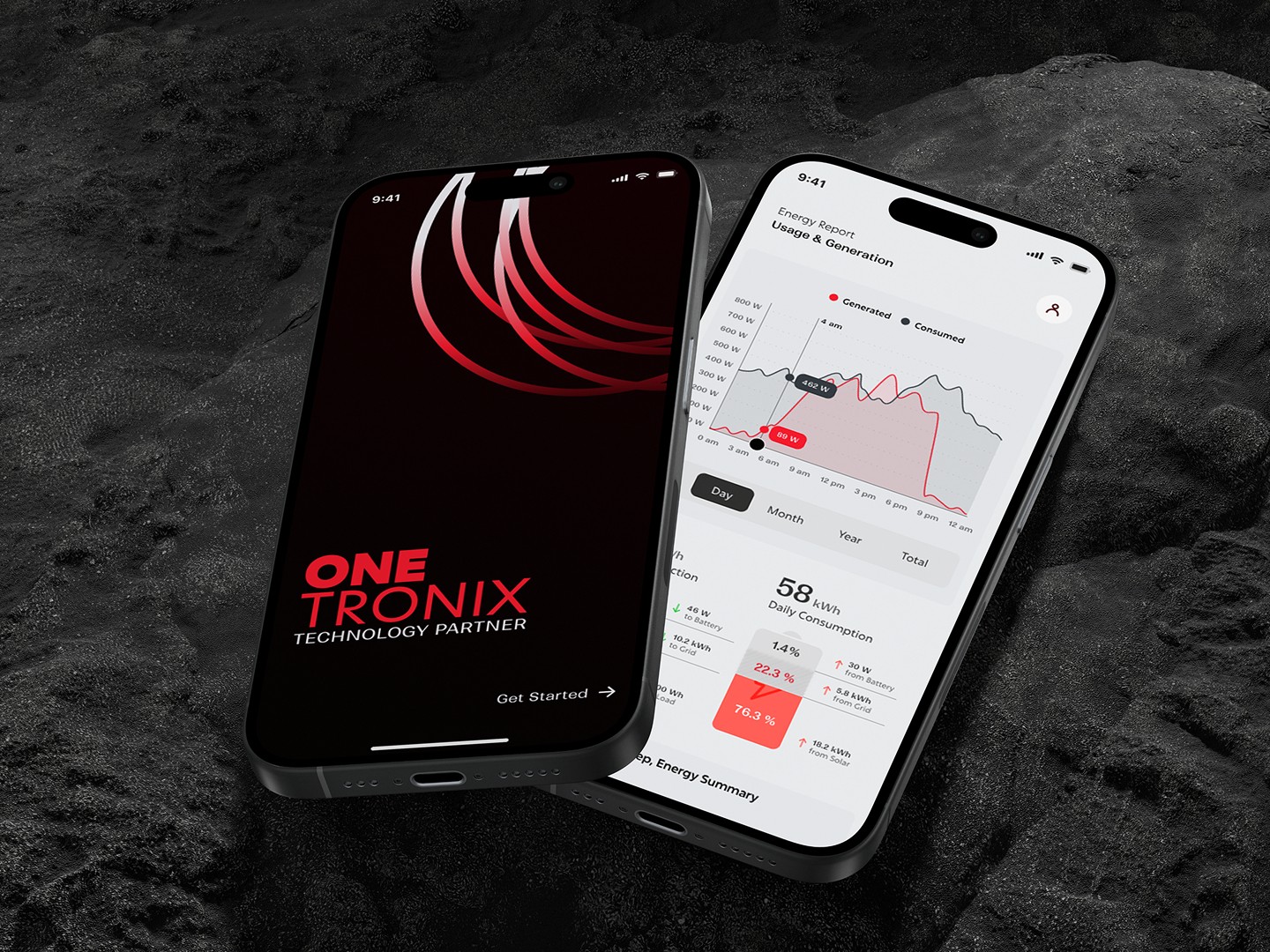 OneTronix Solar Mobile App Mockup