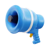 Free 3D megaphone icon in blue and gold