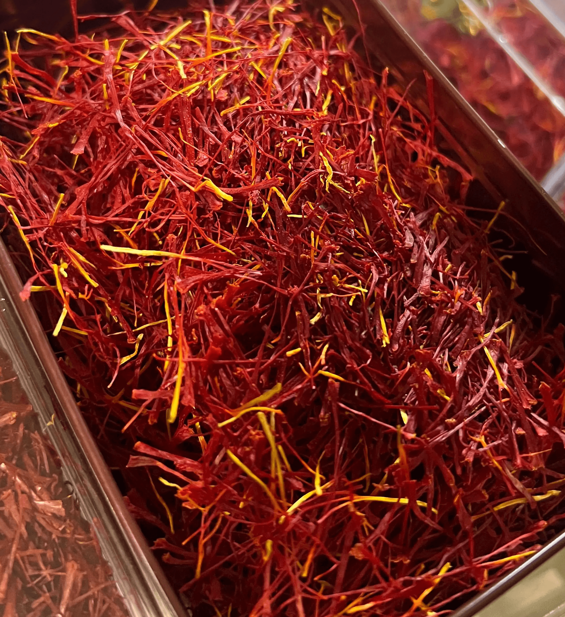 Spanish saffron in a tin container for professionals
