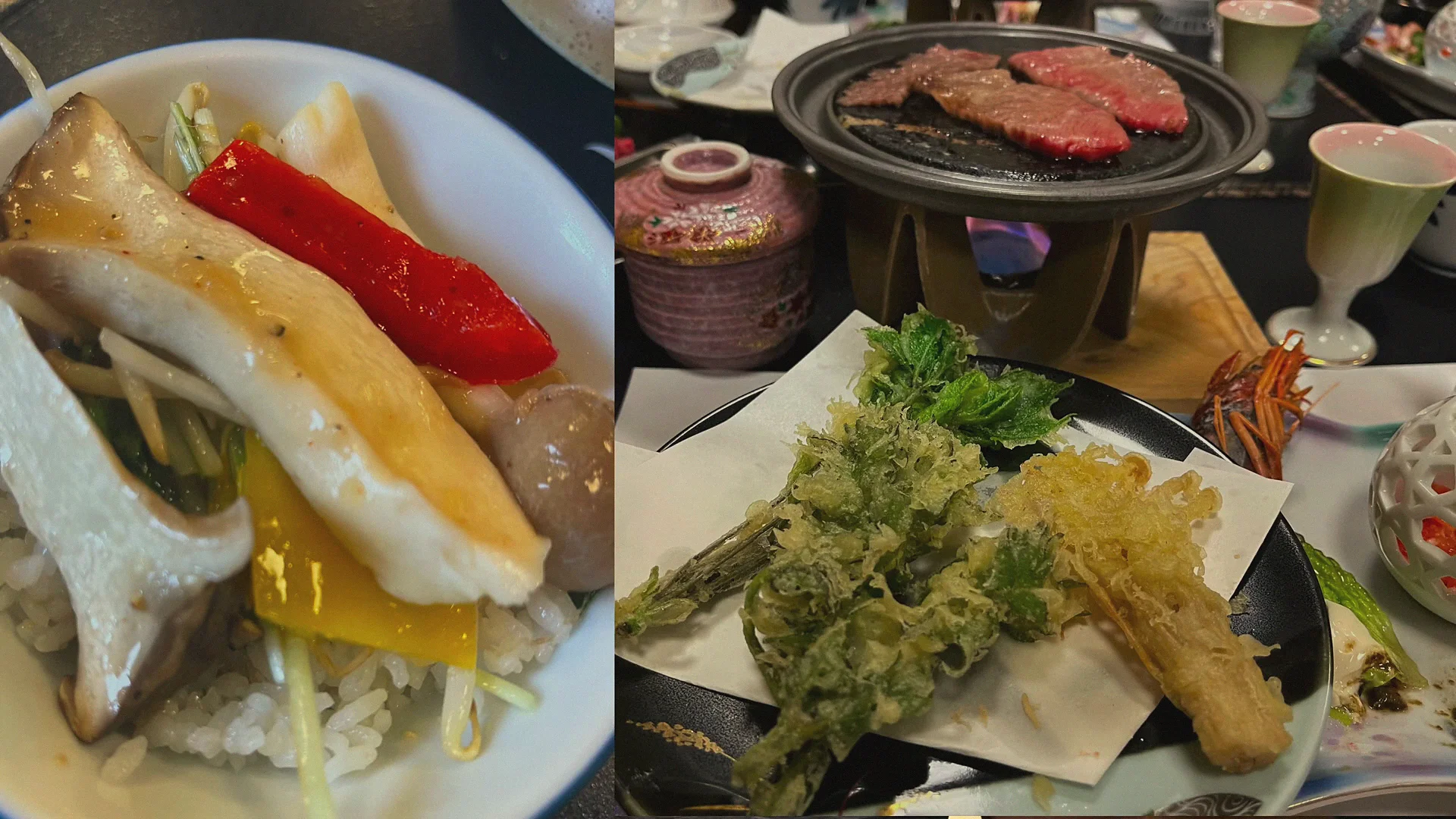 Multi-course kaiseki dinner served at a Nagano ryokan