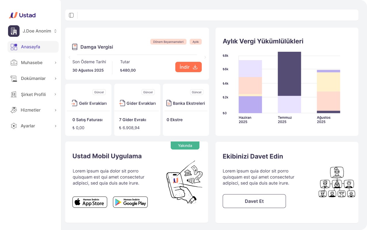 Mükellef dashboard
