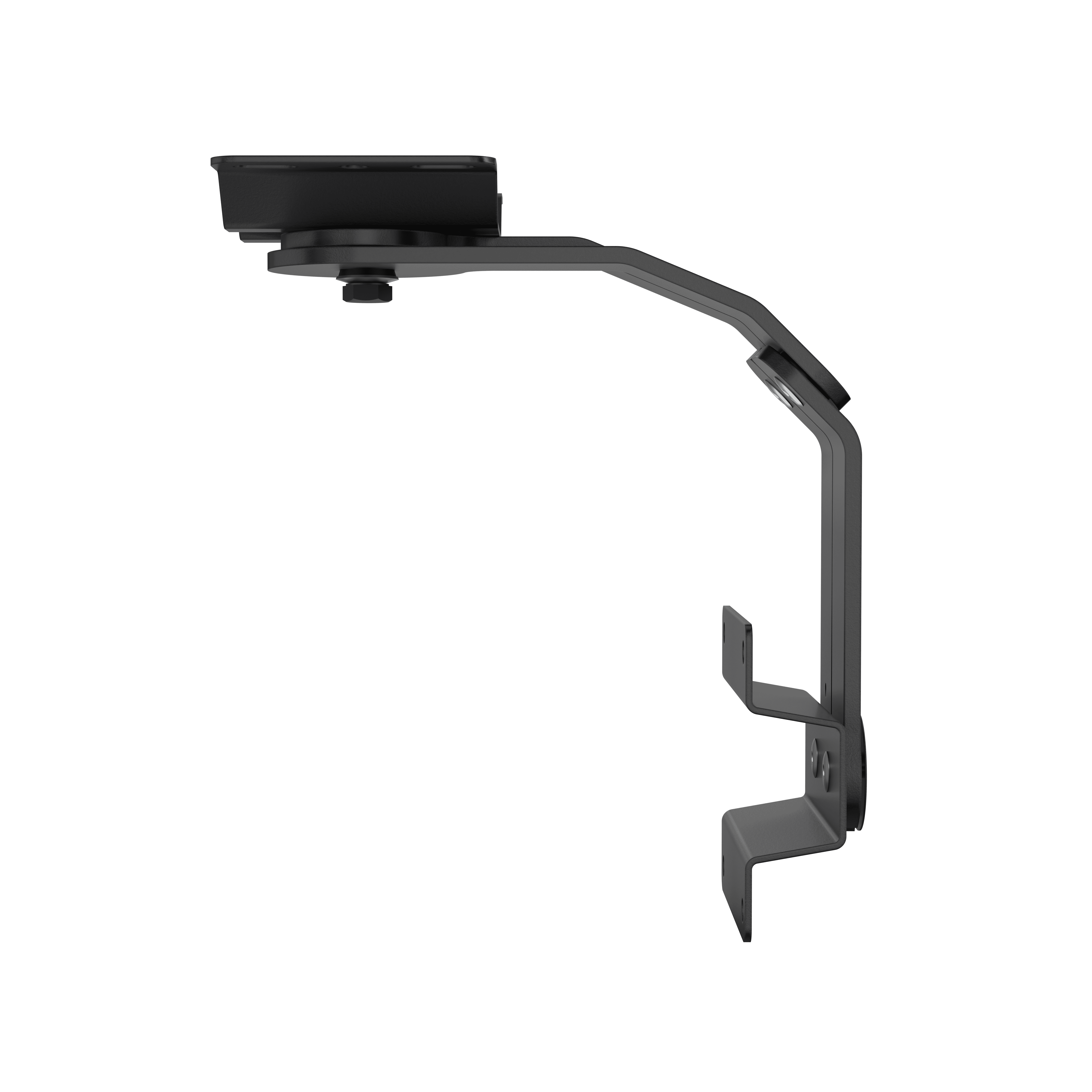 Black metal mount with angled arm
