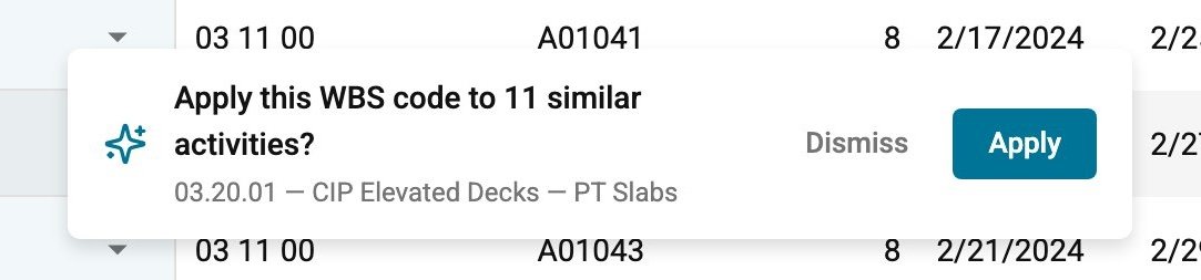 Apply to Similar prompt offering to push one correction across 11 matching activities in a single action.