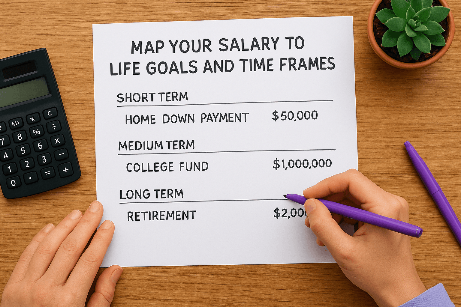 Map your salary to life goals and time frames