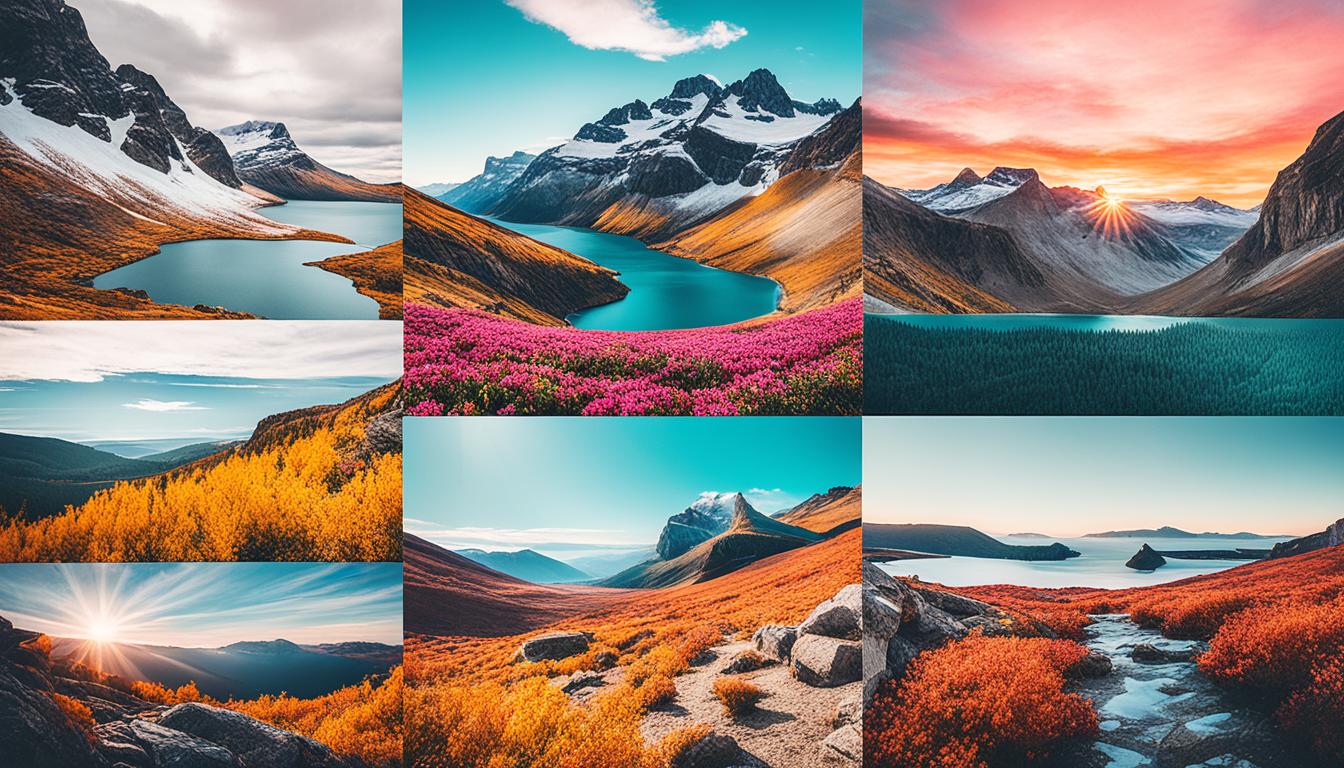 An Instagram post with a series of images, each featuring a different aspect of visual storytelling - a close-up of a product, a behind-the-scenes shot of the creative process, a candid moment captured in real-time, and a visually stunning landscape that evokes emotion. The colors are bright and bold, with attention paid to the composition of each shot to make it visually appealing and memorable. The images are arranged in a grid, with each one telling its own mini-story that contributes to the overall narrative.