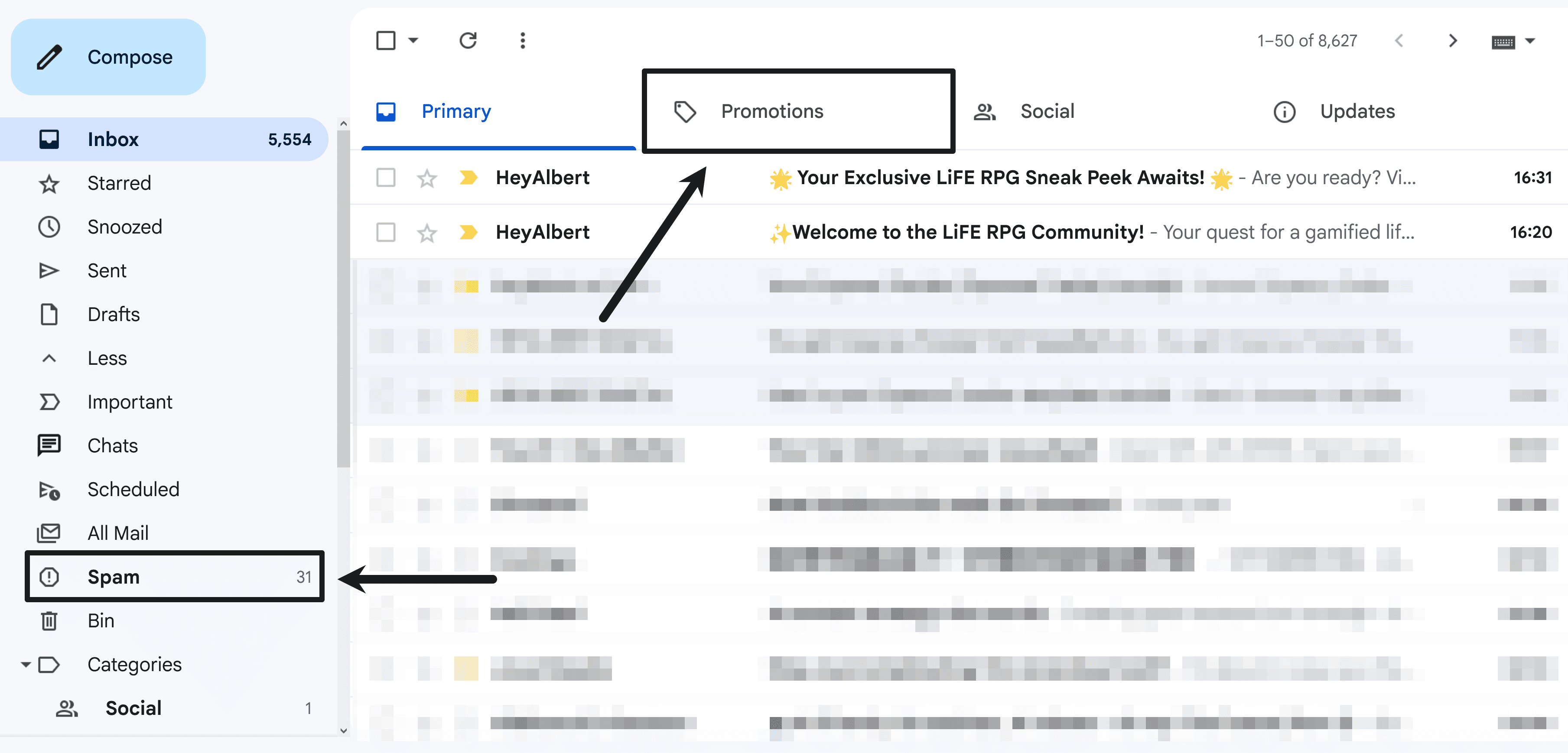 Example of a Gmail email client.
