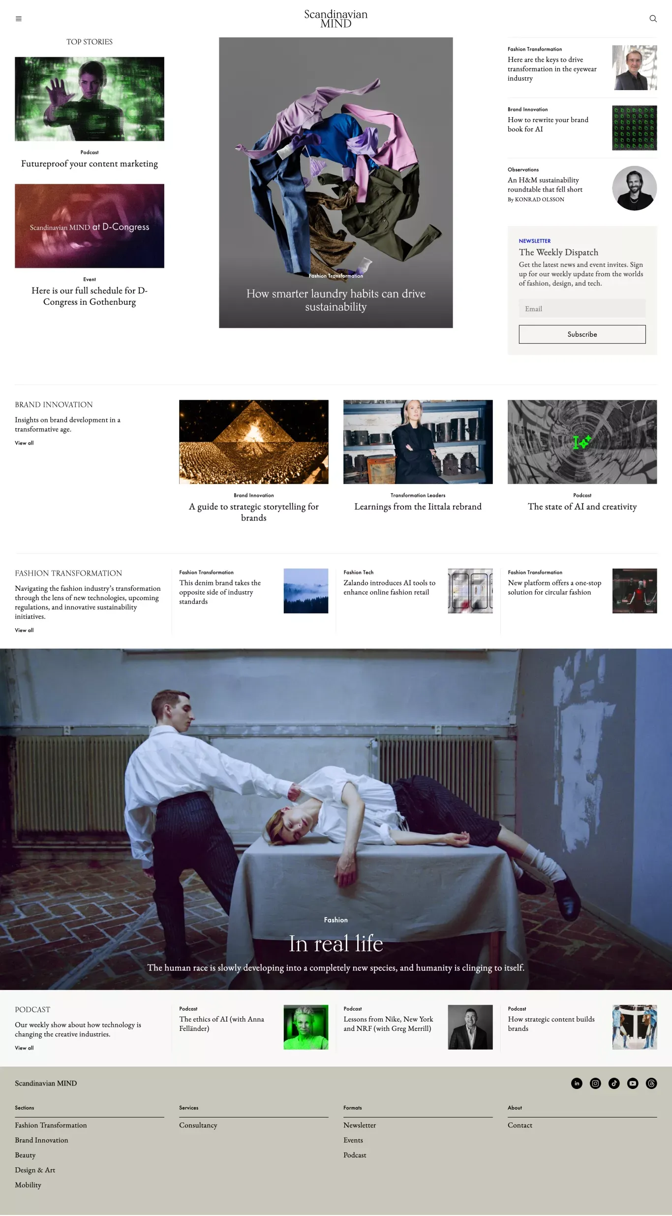 Scandinavian MIND portfolio page screenshot showcasing Design and Fashion design