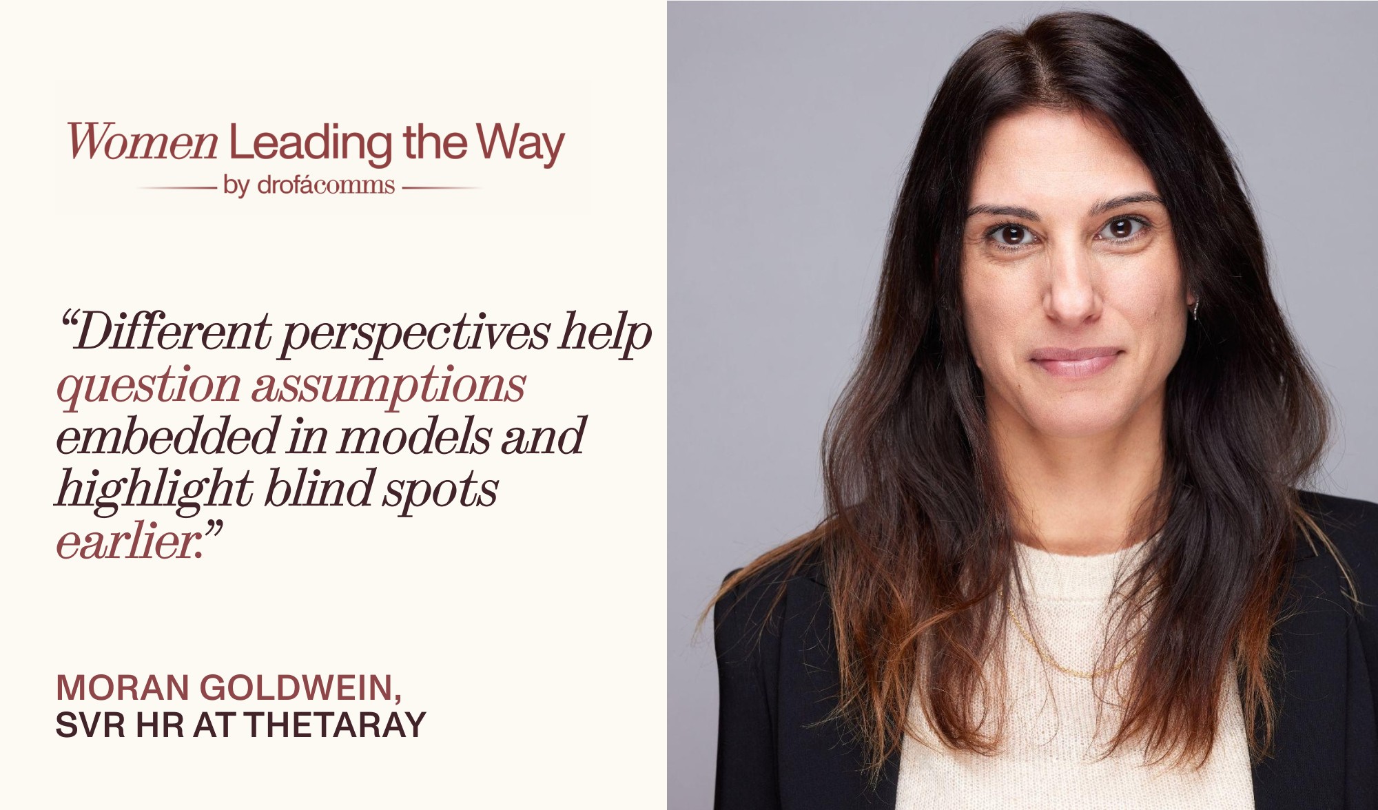 Female leader in finance Moran Goldwein of ThetaRay featured in Women Leading the Way