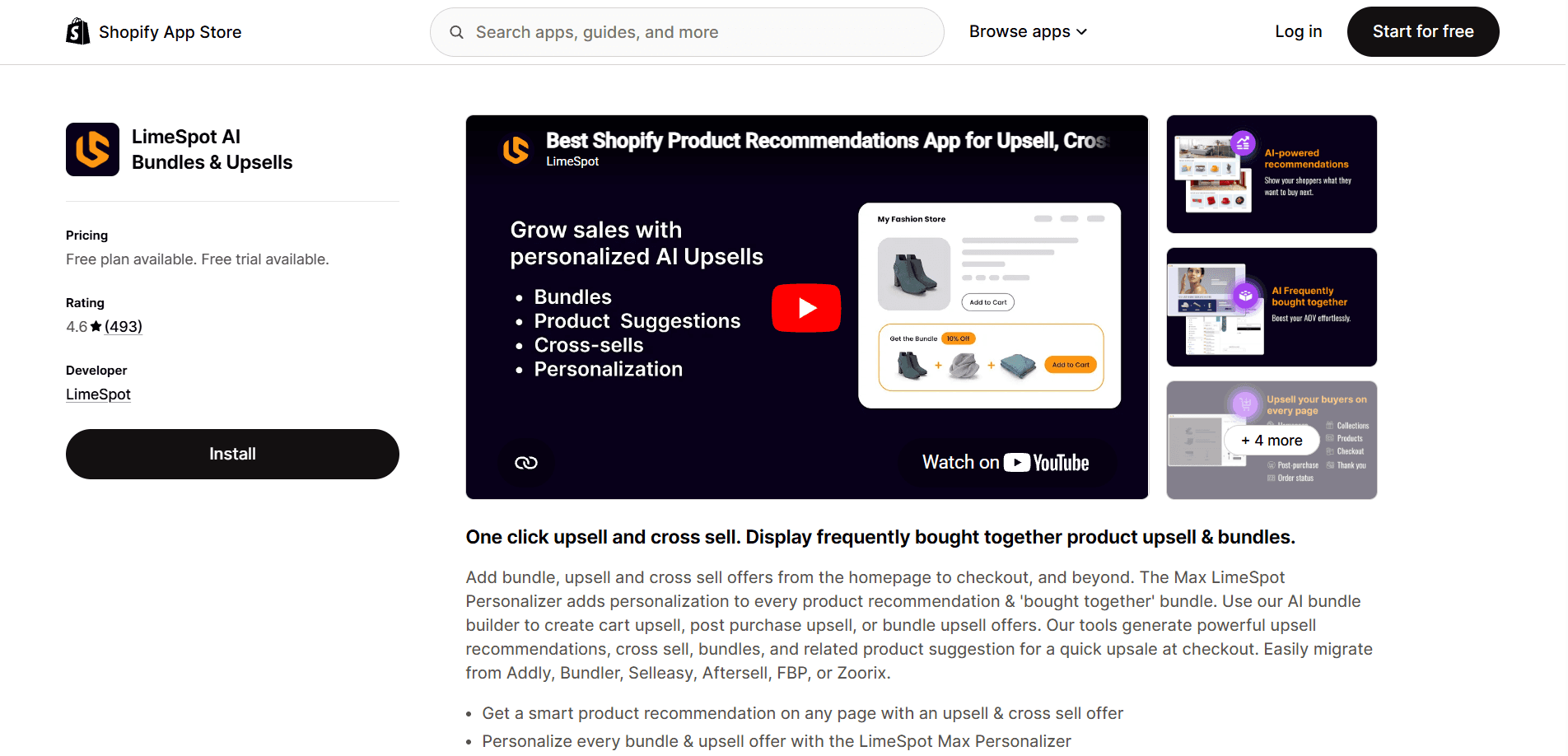 LimeSpot AI Bundles & Upsells on the Shopify App Store