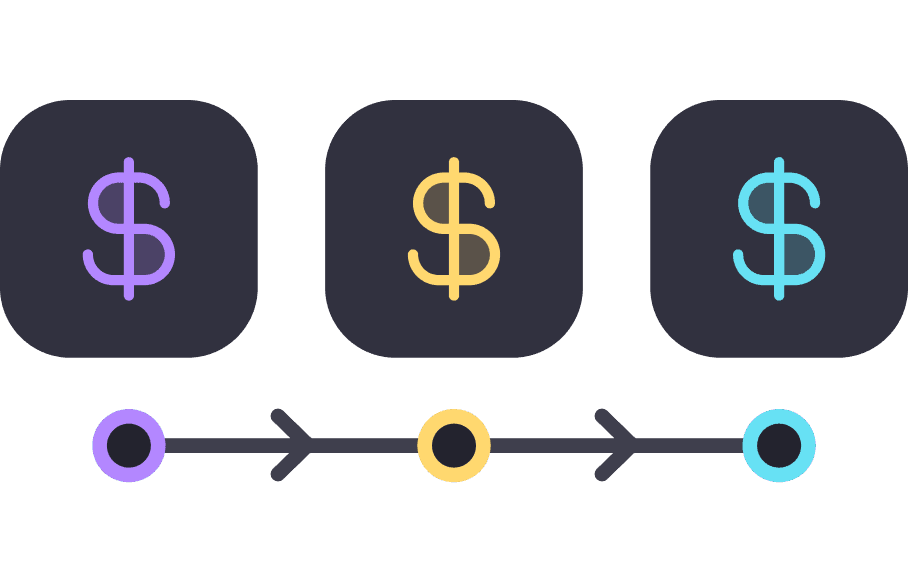 Illustration d'une progression tarifaire en trois étapes.