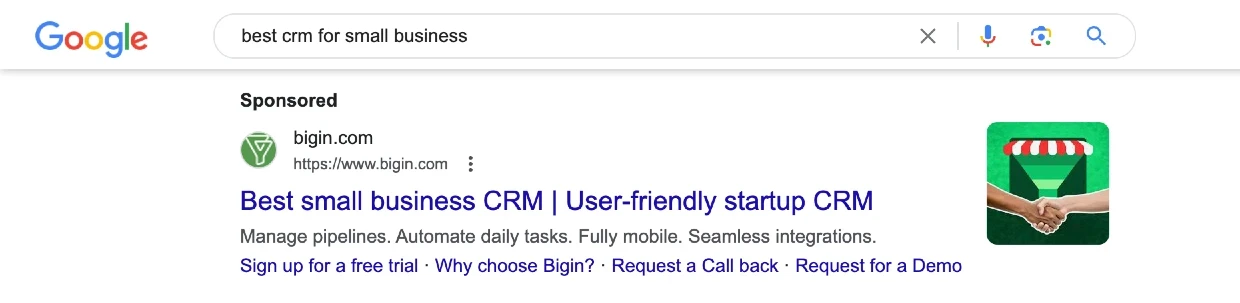 A Google Ad example for SaaS