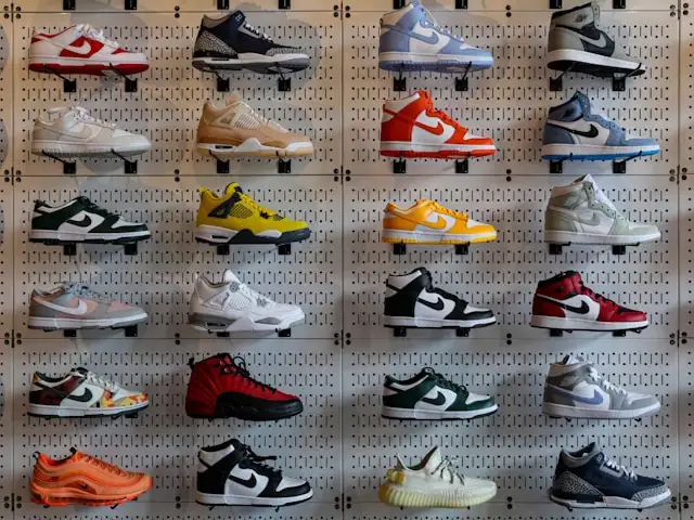 wall of sneakers