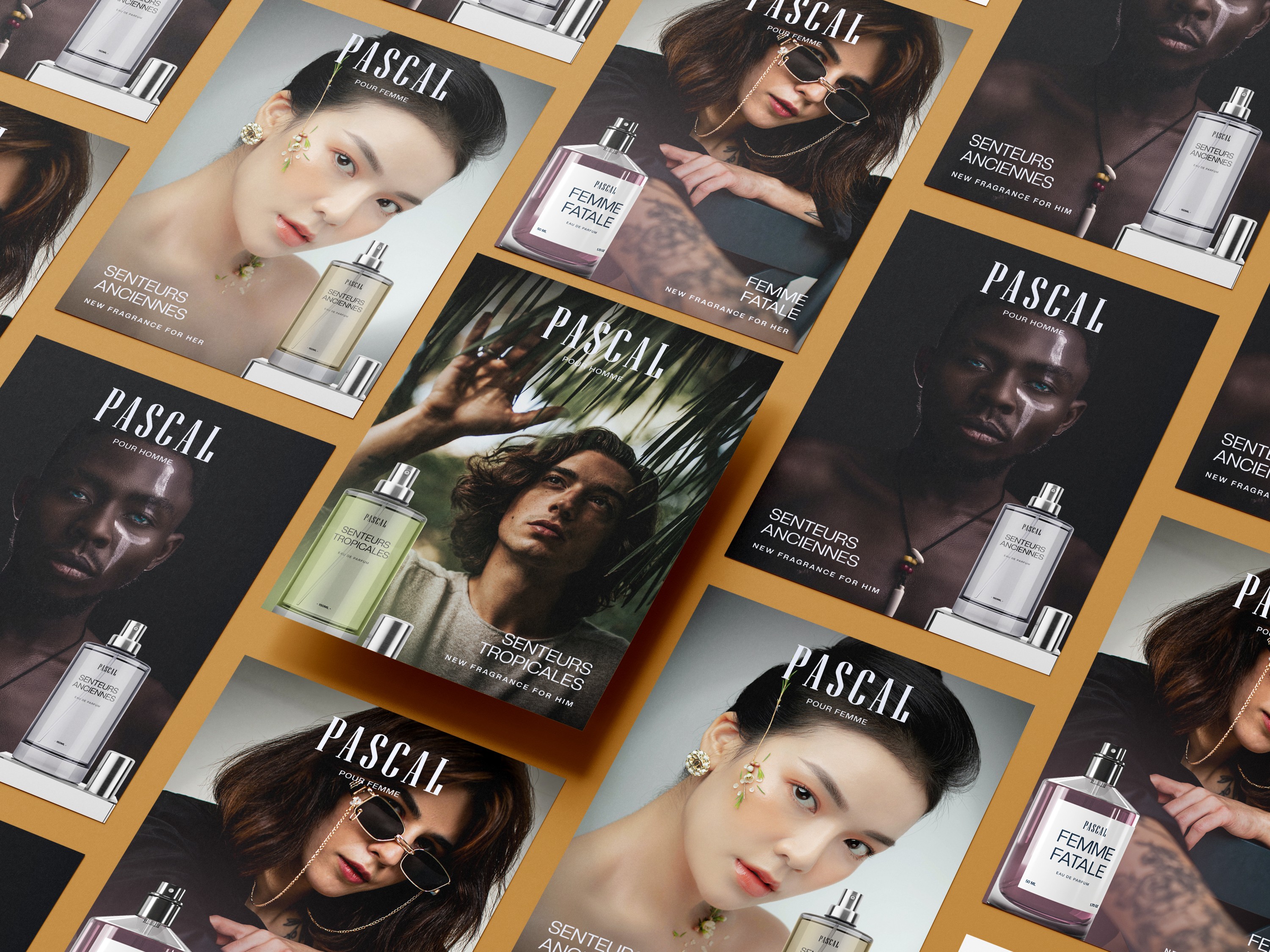 Pascal Cosmetic Company Floating Flyers, Yellow Background