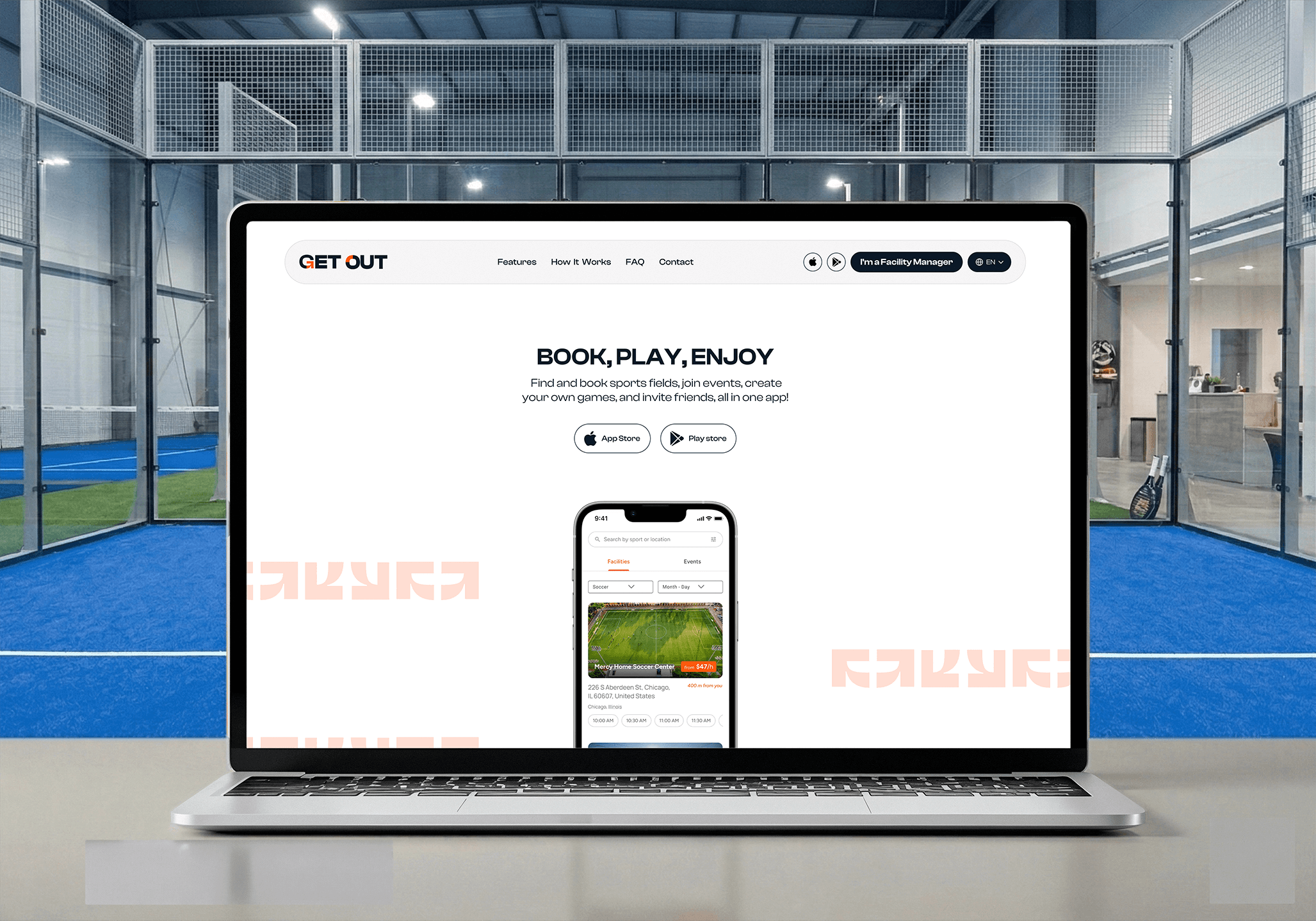 Le site internet GetOut.sport réalisé par Novaa.studio.