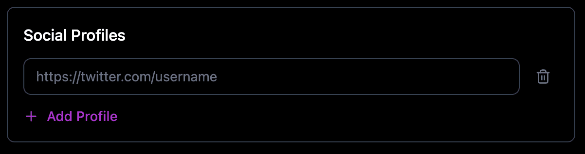 Social profiles list