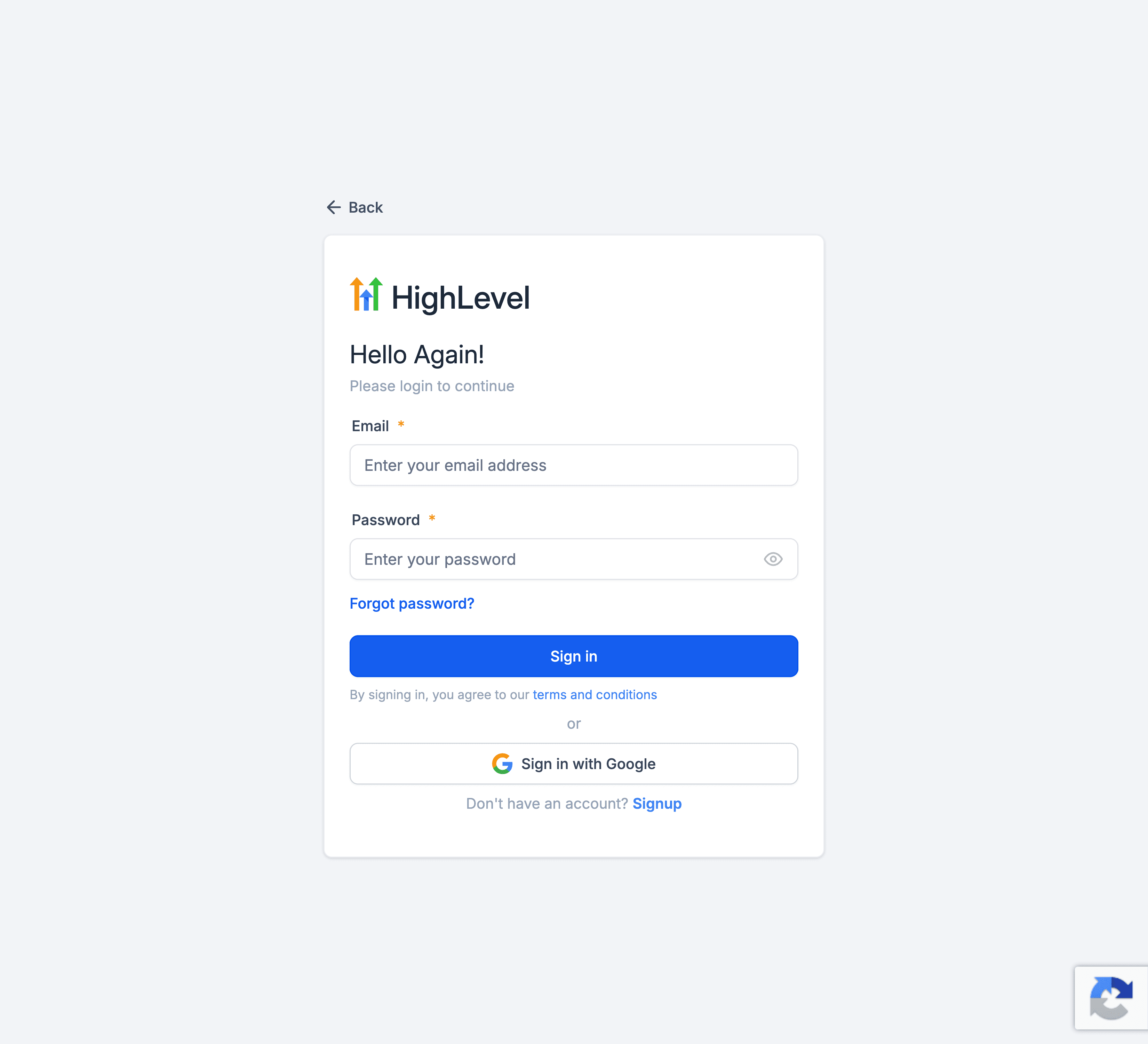 HighLevel sign-in