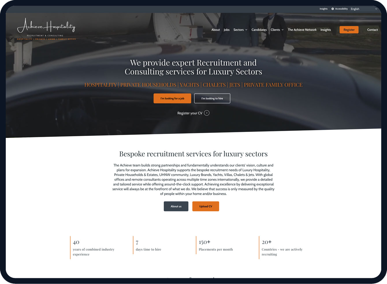 Achieve Hospitality website