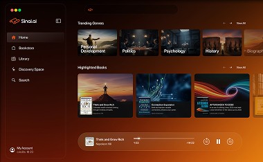 Sinai - Web system showing Trending genres and Highlighted Books