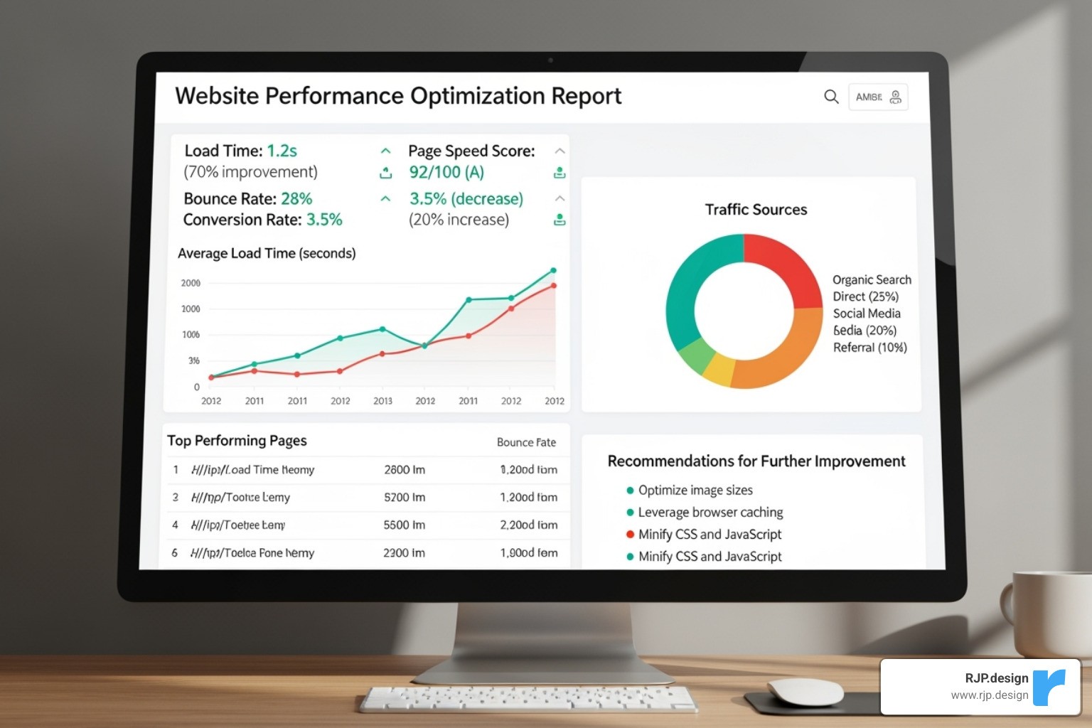 website's performance report from a speed testing tool - WordPress website design