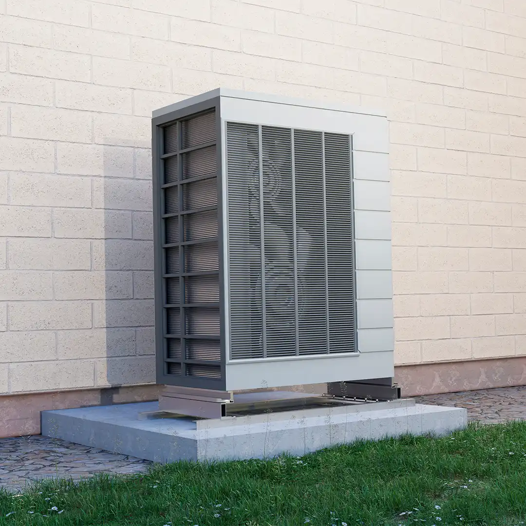 heat pump system outside residential property