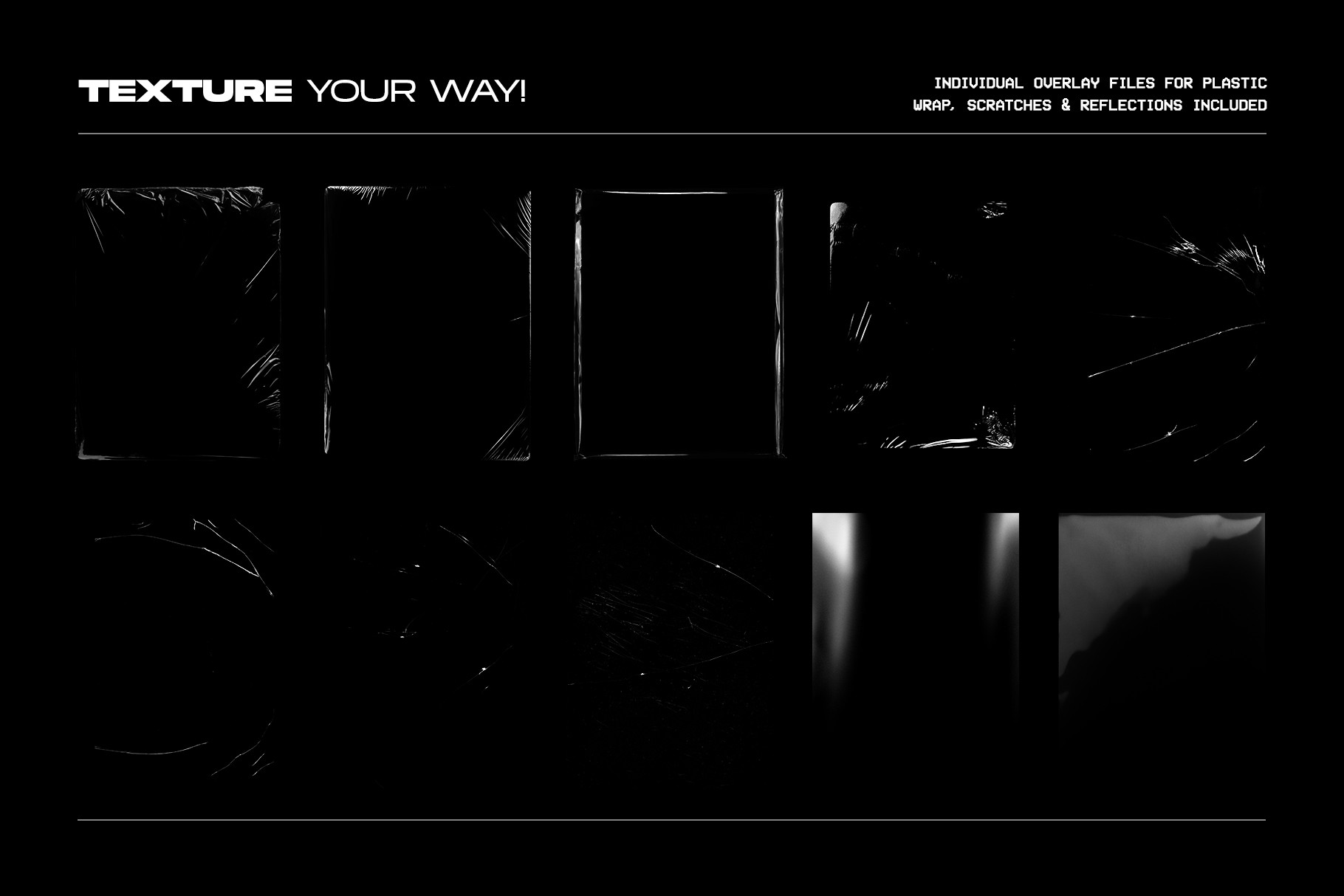 DVD jewel case mockup plastic wrap texture overlays scratches and reflection effects