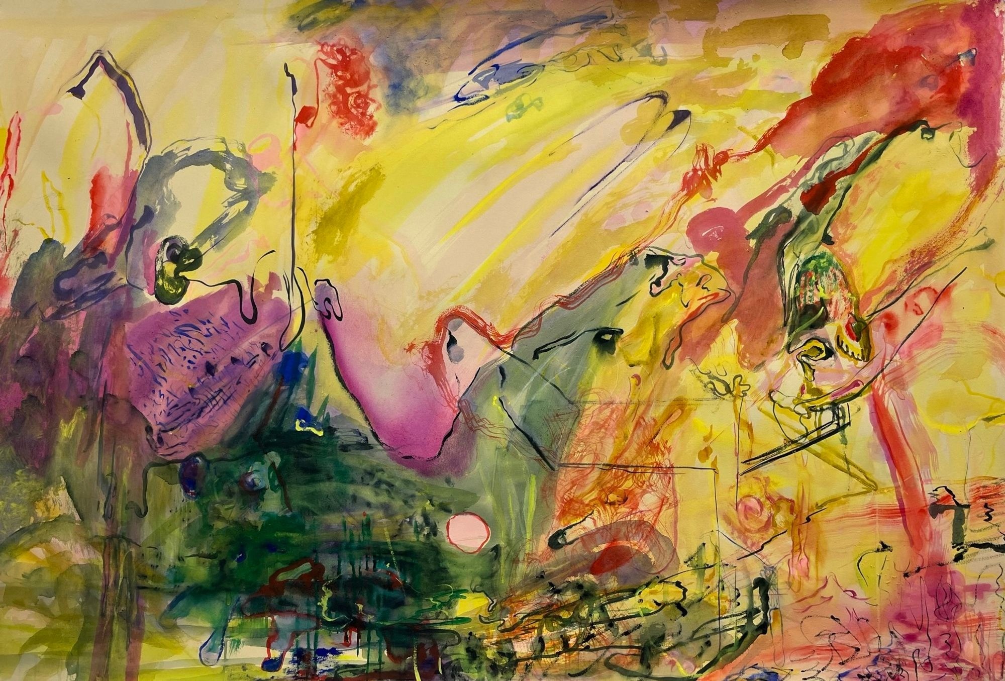 Belli ki şansım dönecek (Apparently my luck will turn), 2023. Watercolor on paper, 33 x 44 inches (84 x 112 cm).