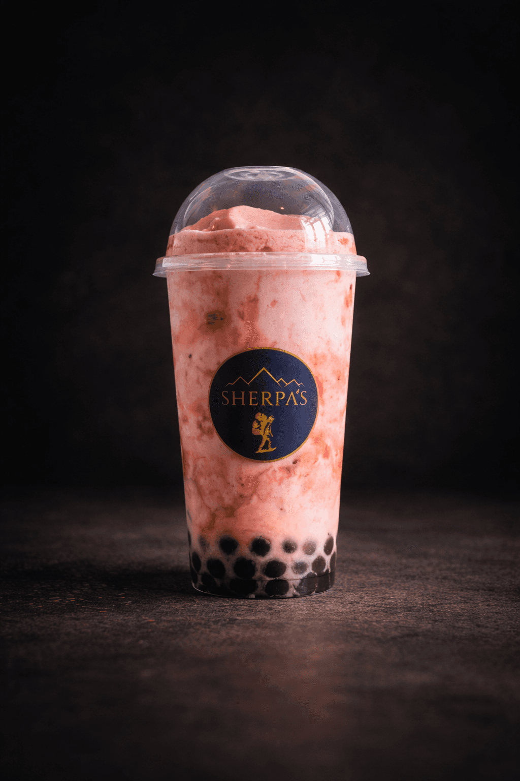Strawberry Fruit Smoothie at Café Sherpa's, Brookfield WI. Blended to order with real strawberries, refreshing and naturally sweet.