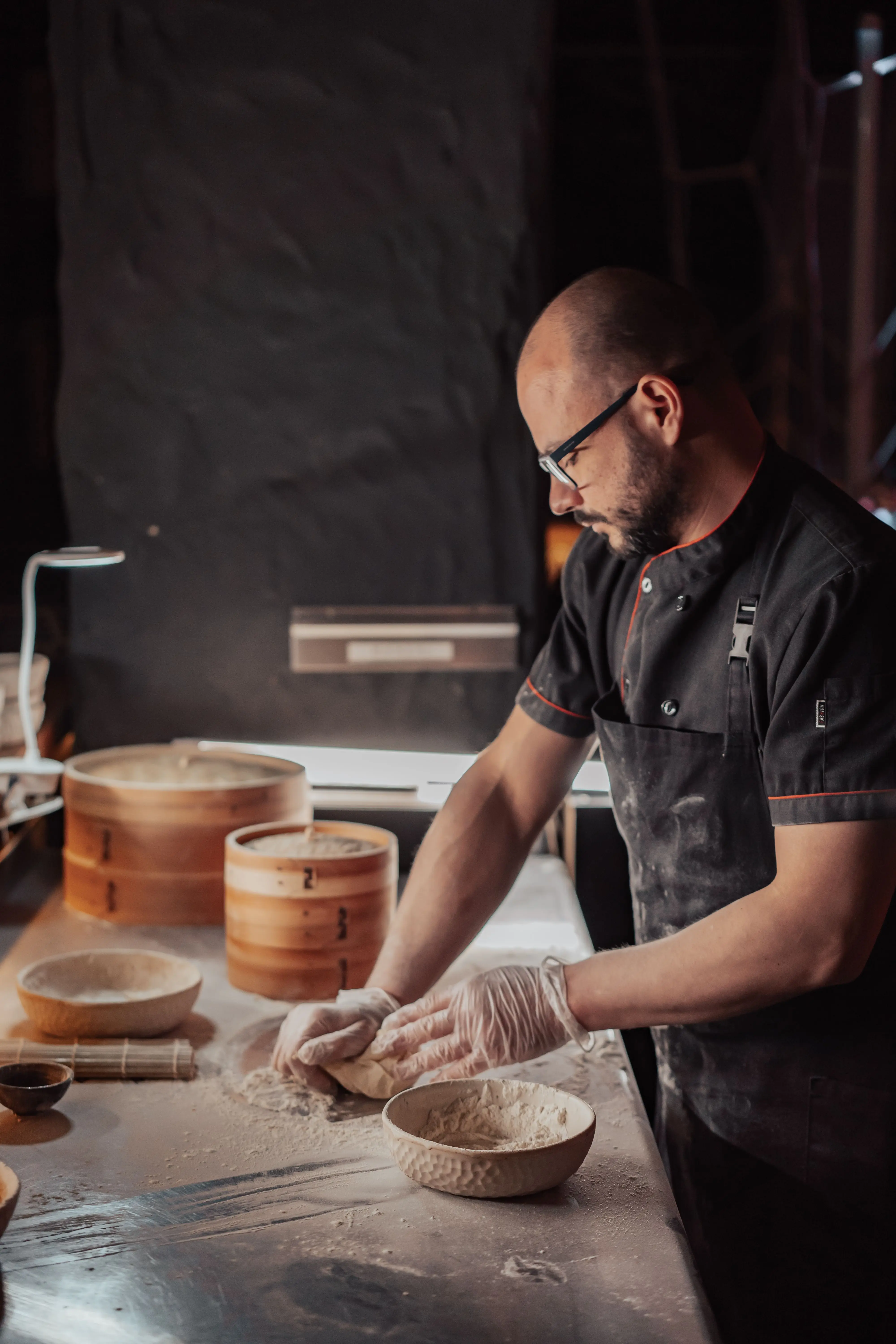 Chef working with ingredients in the kitchen
