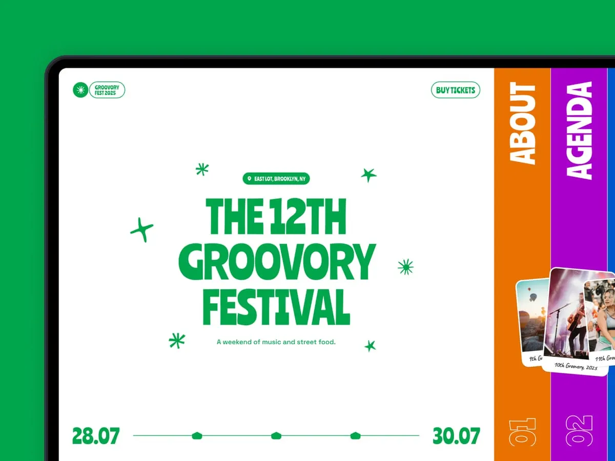 gallery image 1 of the groovory framer website template