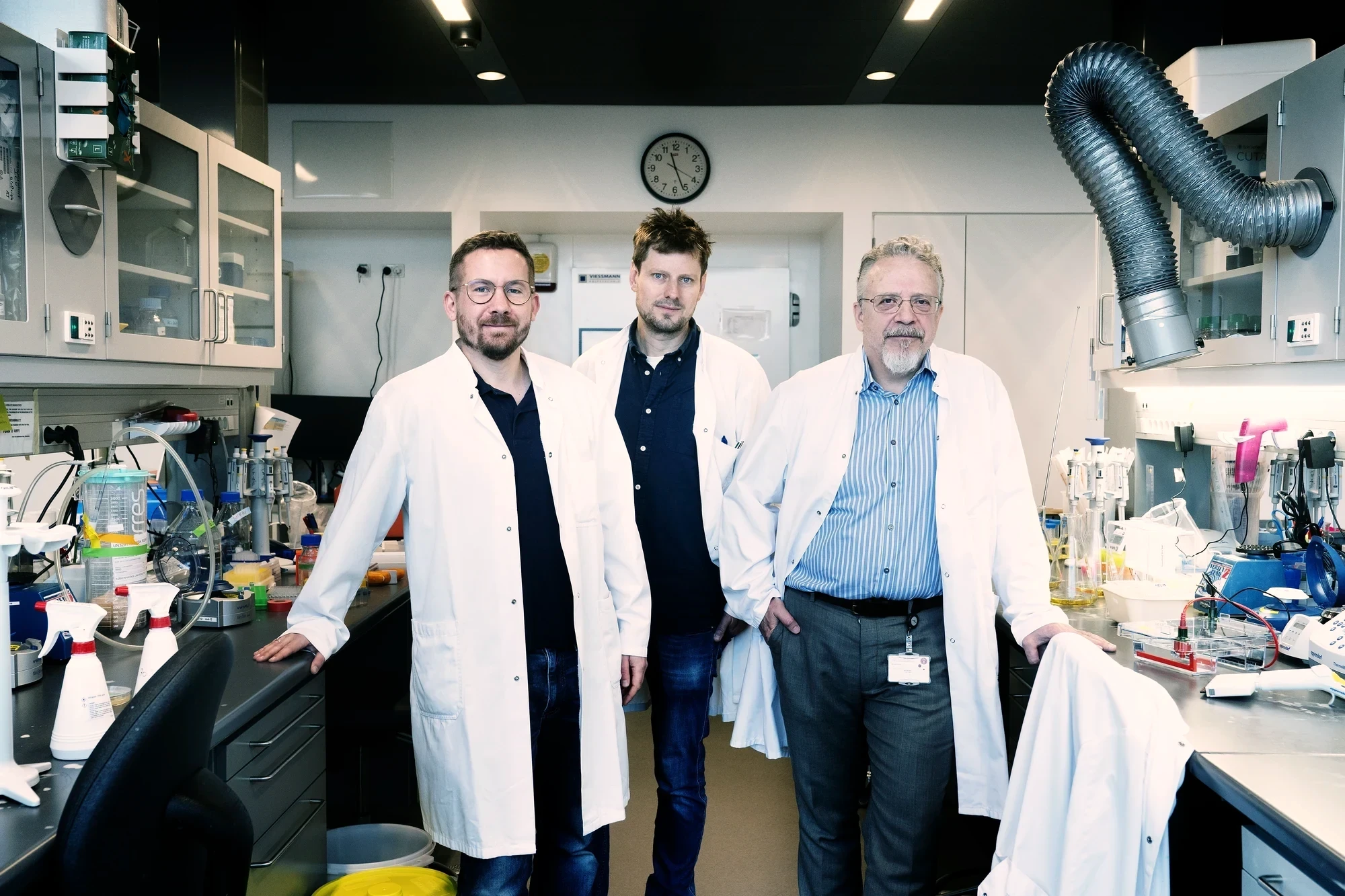 The three Biohagen Labs co-founders in the laboratory at BRIC